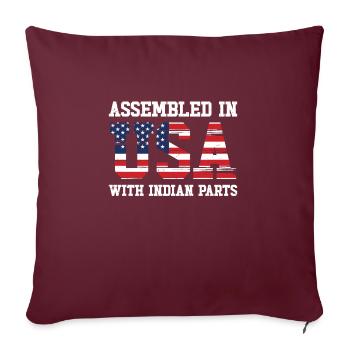 Né en Inde, Inde, Américain, États-Unis - Housse de coussin décorative 45 x 45 cm - bordeaux - Devant