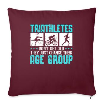 Triathlon Athlète Triathlète Natation Vélo Course - Housse de coussin décorative 45 x 45 cm - bordeaux - Devant