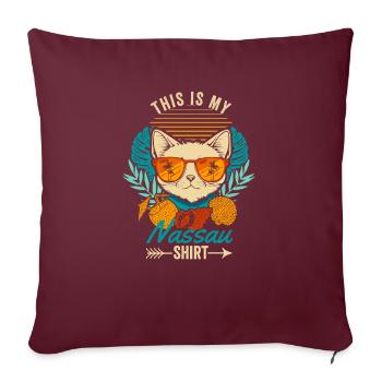 Ceci est ma chemise Nassau Retro Cat Bahamas Summer - Housse de coussin décorative 45 x 45 cm - bordeaux - Devant