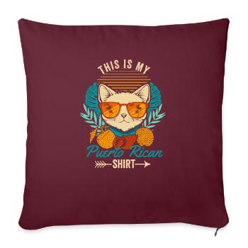 Ceci est ma chemise portoricaine Retro Cat Puerto - Housse de coussin décorative 45 x 45 cm - bordeaux - Devant