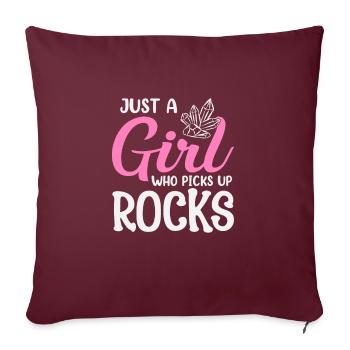 Juste une fille qui ramasse des minéraux rocheux - Housse de coussin décorative 45 x 45 cm - bordeaux - Devant