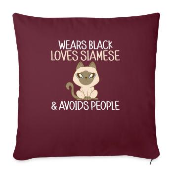 Cadeaux de chat siamois - Housse de coussin décorative 45 x 45 cm - bordeaux - Devant
