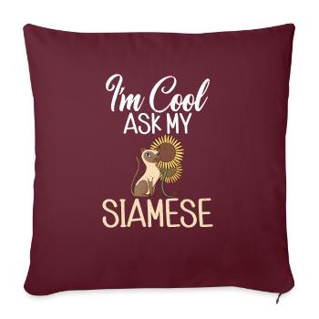 Cadeaux de chat siamois - Housse de coussin décorative 45 x 45 cm - bordeaux - Devant