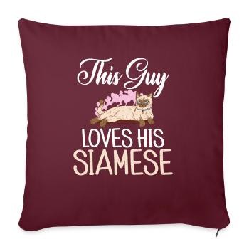 Cadeaux de chat siamois - Housse de coussin décorative 45 x 45 cm - bordeaux - Devant