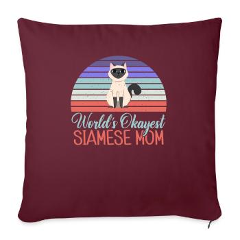 Cadeaux de chat siamois - Housse de coussin décorative 45 x 45 cm - bordeaux - Devant