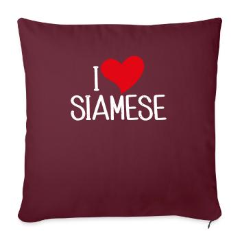 Cadeaux de chat siamois - Housse de coussin décorative 45 x 45 cm - bordeaux - Devant