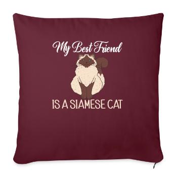Cadeaux de chat siamois - Housse de coussin décorative 45 x 45 cm - bordeaux - Devant