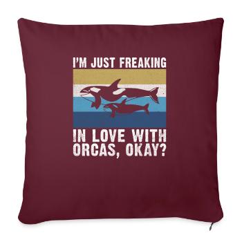 Orca Wal Geschenke - Sofakissenbezug 45 x 45 cm - Burgunderrot - Vorne