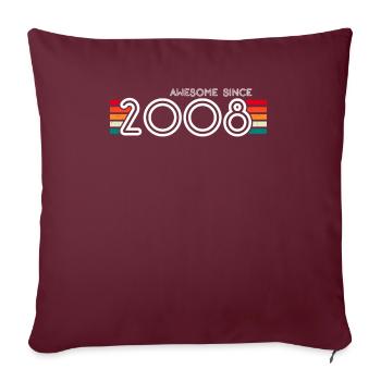 Génial depuis 2008 Cadeaux 15e anniversaire 15 ans - Housse de coussin décorative 45 x 45 cm - bordeaux - Devant