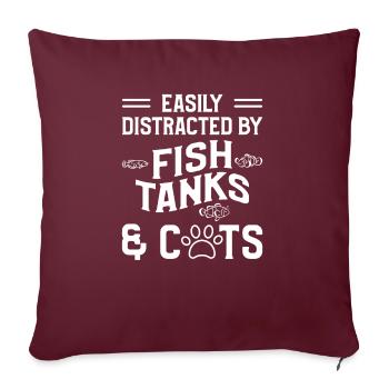 Facilement distrait par les aquariums et les chats Fishkeeper - Housse de coussin décorative 45 x 45 cm - bordeaux - Devant