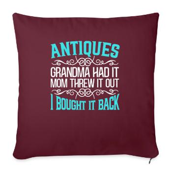 Antiquing Antique Lover Antique Hunting Antiquer - Housse de coussin décorative 45 x 45 cm - bordeaux - Devant
