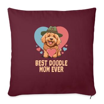 Meilleure maman Doodle de tous les temps Goldendoodle Maman chien mignonne - Housse de coussin décorative 45 x 45 cm - bordeaux - Devant