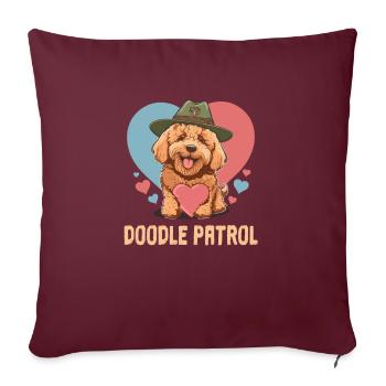 Doodle Patrol Goldendoodle Papa Mignon Chien Maman - Housse de coussin décorative 45 x 45 cm - bordeaux - Devant