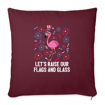 4 juillet Levons nos drapeaux et verre USA - Housse de coussin décorative 45 x 45 cm - bordeaux - Devant