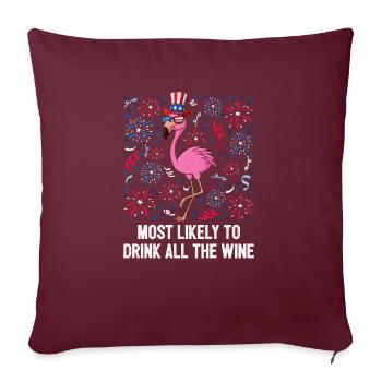 4 juillet susceptible de boire du vin drapeau américain - Housse de coussin décorative 45 x 45 cm - bordeaux - Devant