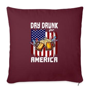 Jour du 4 juillet ivre pour l’Amérique Liberté du drapeau américain - Housse de coussin décorative 45 x 45 cm - bordeaux - Devant