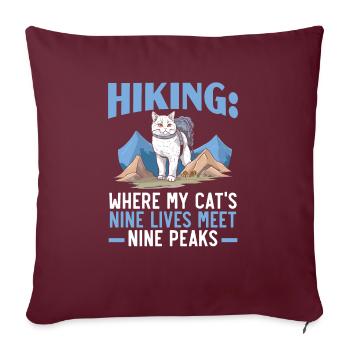 Randonnée Chat Randonneur Chat Propriétaire Alpiniste Randonneur - Housse de coussin décorative 45 x 45 cm - bordeaux - Devant