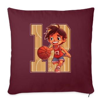 Anniversaire de basketball - Garçon de 12 ans - - Housse de coussin décorative 45 x 45 cm - bordeaux - Devant