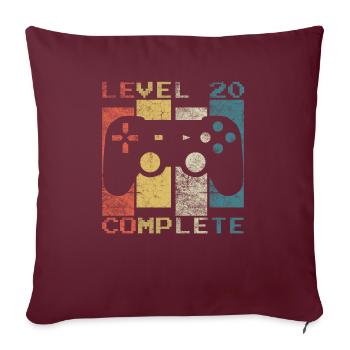 20 Birthday Gamer Niveau 20 Vintage complet - Housse de coussin décorative 45 x 45 cm - bordeaux - Devant