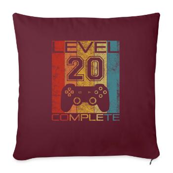 20 Birthday Gamer Niveau 20 Vintage complet - Housse de coussin décorative 45 x 45 cm - bordeaux - Devant