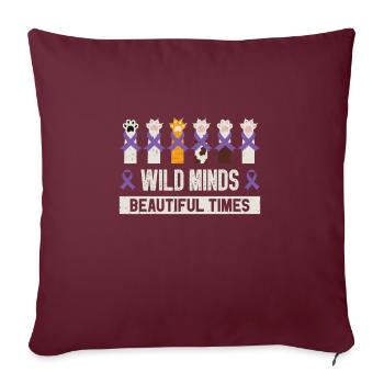 Sensibilisation à la maladie d’Alzheimer Pet Purple Ribbon Pattes - Housse de coussin décorative 45 x 45 cm - bordeaux - Devant