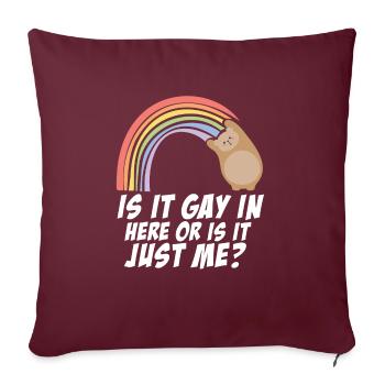 Est-ce gay ici LGBTQ fier allié arc-en-ciel Gay Pride - Housse de coussin décorative 45 x 45 cm - bordeaux - Devant
