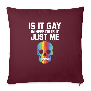 Est-ce gay ici fier LGBTQ allié arc-en-ciel Gay Pride - Housse de coussin décorative 45 x 45 cm - bordeaux - Devant