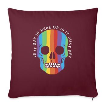 Mois de la fierté gay LGBTQ Trans est-il gay ici - Housse de coussin décorative 45 x 45 cm - bordeaux - Devant