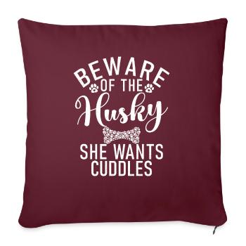 Cadeaux de chien Husky - Housse de coussin décorative 45 x 45 cm - bordeaux - Devant