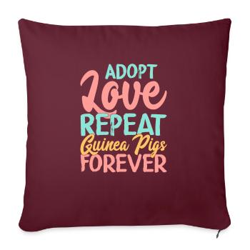 Adoptez, aimez, répétez : les cochons d’Inde pour toujours l’amour cavy - Housse de coussin décorative 45 x 45 cm - bordeaux - Devant