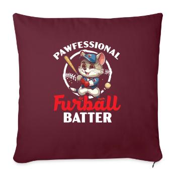 Chat Baseball Amateur Joueur de baseball Sport Miaou - Housse de coussin décorative 45 x 45 cm - bordeaux - Devant