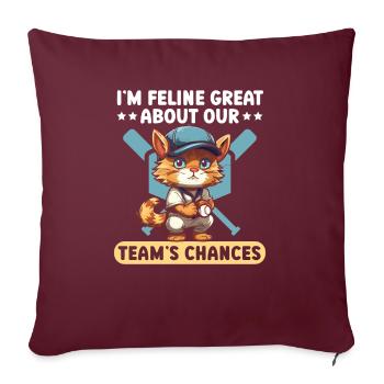 Chat Baseball Amateur Joueur de baseball Sport Miaou - Housse de coussin décorative 45 x 45 cm - bordeaux - Devant