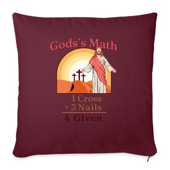 Nagelkreuz Glaube an Team Jesus 1 Kreuz 3 Nägel 4 - Sofakissenbezug 45 x 45 cm - Burgunderrot - Vorne