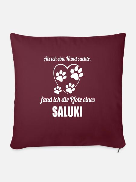 Hand & Pfote - Spruch - Saluki - Sofakissenbezug 45 x 45 cm - Burgunderrot