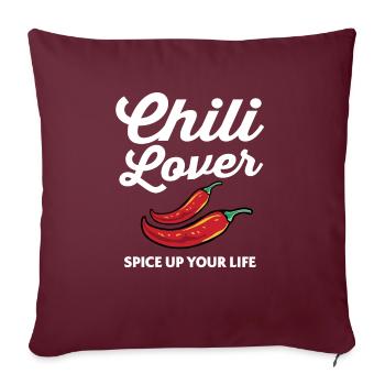 Poivrons rouges Nourriture épicée Drôle Chili Lover Spice Up Y - Housse de coussin décorative 45 x 45 cm - bordeaux - Devant