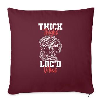 Cuisses épaisses Loc’d Vibes Afro Cheveux Noir Américain - Housse de coussin décorative 45 x 45 cm - bordeaux - Devant