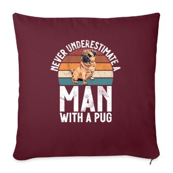 Pug Gifts for Pug Lovers - Sofakissenbezug 45 x 45 cm - Burgunderrot - Vorne