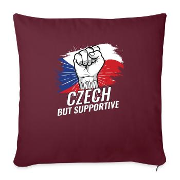 Pas tchèque mais favorable au drapeau de la République tchèque - Housse de coussin décorative 45 x 45 cm - bordeaux - Devant
