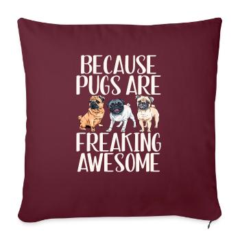 Cadeaux de carlin pour les amateurs de carlins - Housse de coussin décorative 45 x 45 cm - bordeaux - Devant