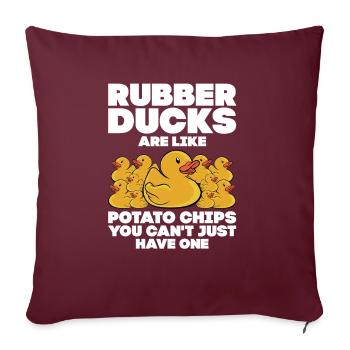 Les canards en caoutchouc sont comme des chips de pomme de terre drôle de canard du - Housse de coussin décorative 45 x 45 cm - bordeaux - Devant