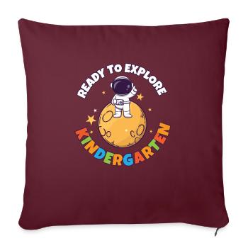 Journée de la rentrée scolaire prête à explorer la maternelle - Housse de coussin décorative 45 x 45 cm - bordeaux - Devant