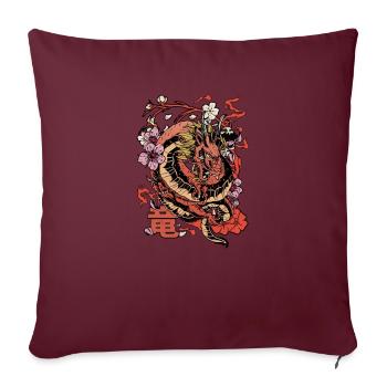 Dragon japonais Tokyo Retro - Mythologie japonaise - Housse de coussin décorative 45 x 45 cm - bordeaux - Devant