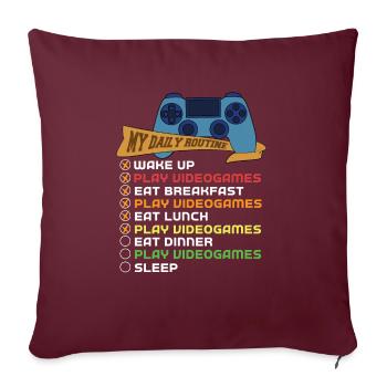 Mon joueur de jeu de routine quotidienne - Housse de coussin décorative 45 x 45 cm - bordeaux - Devant