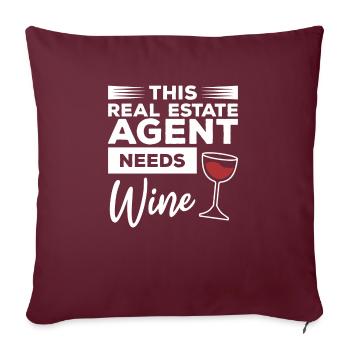 Cet agent immobilier a besoin d’un courtier en vin agent immobilier - Housse de coussin décorative 45 x 45 cm - bordeaux - Devant