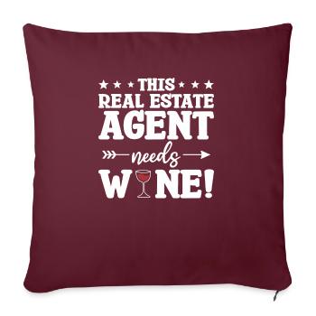 Cet agent immobilier a besoin d’un courtier en vin agent immobilier - Housse de coussin décorative 45 x 45 cm - bordeaux - Devant