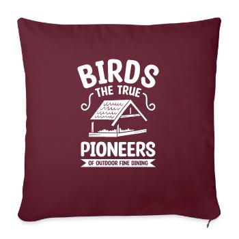 Oiseaux Les véritables pionniers de la gastronomie en plein air - Housse de coussin décorative 45 x 45 cm - bordeaux - Devant