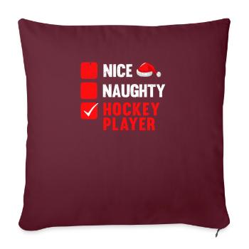 Noël mignon vilain joueur de hockey - Housse de coussin décorative 45 x 45 cm - bordeaux - Devant