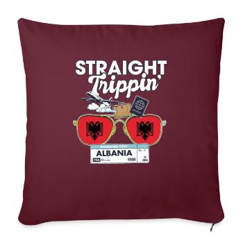 Straight Trippin' Albania Vacation Tour Voyage - Housse de coussin décorative 45 x 45 cm - bordeaux - Devant