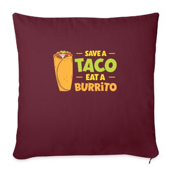 Burrito Amateurs de cuisine mexicaine - Housse de coussin décorative 45 x 45 cm - bordeaux - Devant