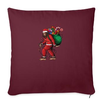 Bigfoot Père Noël Lumières de l’arbre de Noël Noël Noël - Housse de coussin décorative 45 x 45 cm - bordeaux - Devant